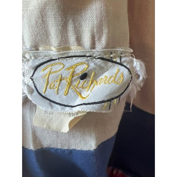 Vintage Pat Richards red and white checkered dress with blue overlay, maxi - Picture 6 of 8